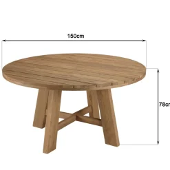 Table à manger de jardin ronde teck recyclé KALLY
