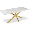 Table à manger en verre effet Marbre et pieds Or NOELY