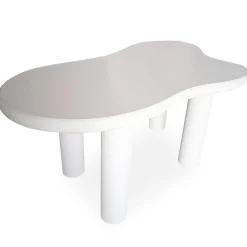 Table à manger forme nuage asymétrique VALDO Blanc minéral texturé