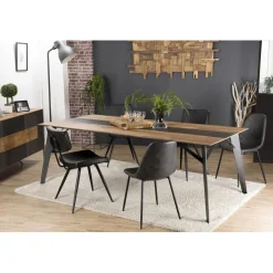 Table À Manger MADISON Bois Teck Recyclé Métal Et Pieds Métal 100 X 45 Cm