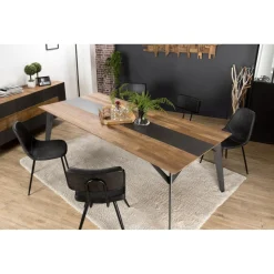 Table À Manger MADISON Bois Teck Recyclé Métal Et Pieds Métal 100 X 45 Cm