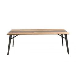Table À Manger MADISON Bois Teck Recyclé Métal Et Pieds Métal 100 X 45 Cm