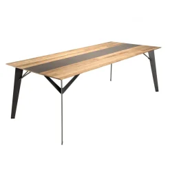 Table À Manger MADISON Bois Teck Recyclé Métal Et Pieds Métal 100 X 45 Cm