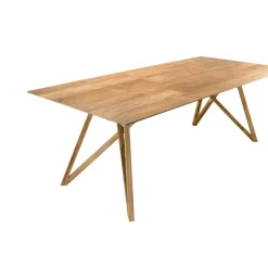 Table À Manger MAXENCE 220X100Cm Bois Teck Recyclé Pieds Croisés Teck