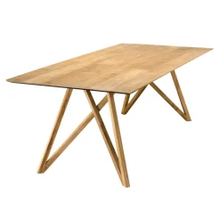 Table À Manger MAXENCE 220X100Cm Bois Teck Recyclé Pieds Croisés Teck