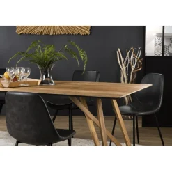 Table À Manger MAXENCE 220X100Cm Bois Teck Recyclé Pieds Croisés Teck