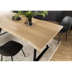 Table À Manger MAXENCE 230X100Cm Bois Chêne Pieds Métal
