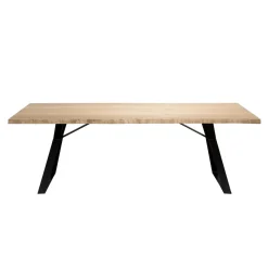 Table À Manger MAXENCE 230X100Cm Bois Chêne Pieds Métal