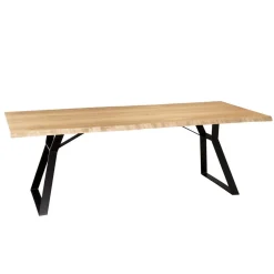 Table À Manger MAXENCE 230X100Cm Bois Chêne Pieds Métal