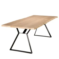 Table À Manger MAXENCE 230X100Cm Bois Chêne Pieds Métal