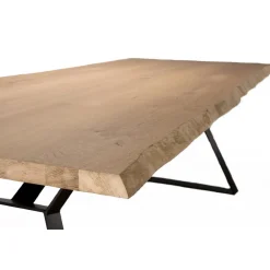 Table À Manger MAXENCE 230X100Cm Bois Chêne Pieds Métal
