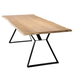 Table À Manger MAXENCE 230X100Cm Bois Chêne Pieds Métal