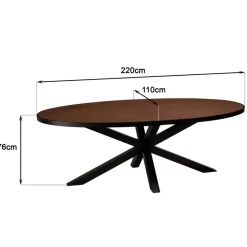 Table à manger ovale couleur rouille et effet pierre BASILE