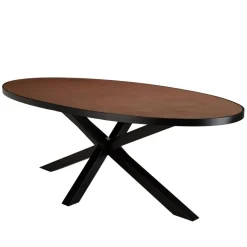 Table à manger ovale couleur rouille et effet pierre BASILE