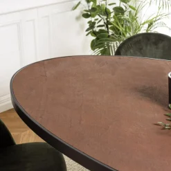 Table à manger ovale couleur rouille et effet pierre BASILE