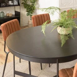 Table à manger ovale Noir piètement métal