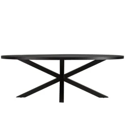 Table à manger plateau ovale noire effet pierre BASILE