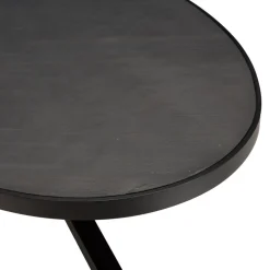 Table à manger plateau ovale noire effet pierre BASILE