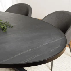 Table à manger plateau ovale noire effet pierre BASILE