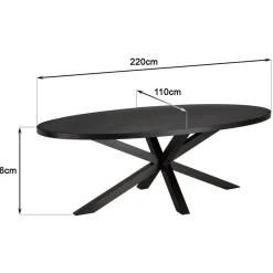 Table à manger plateau ovale noire effet pierre BASILE