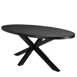 Table à manger plateau ovale noire effet pierre BASILE