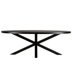 Table à manger plateau ovale effet pierre motifs dorés BASILE