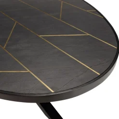 Table à manger plateau ovale effet pierre motifs dorés BASILE