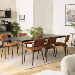 Table à manger rectangulaire Noir piètement métal