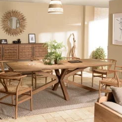 Table à manger rectangulaire 240x100cm en bois teck recyclé
