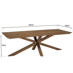 Table à manger rectangulaire 240x100cm en bois teck recyclé