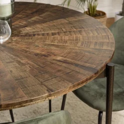 Table à manger ronde en bois et pieds métal KIARA