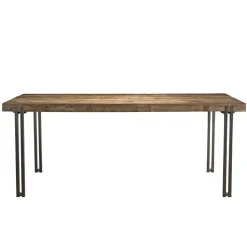 Table À Manger SIXTINE 200X90Cm Bois Teck Recyclé Acacia Mahogany Pieds Métal