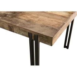 Table À Manger SIXTINE 200X90Cm Bois Teck Recyclé Acacia Mahogany Pieds Métal