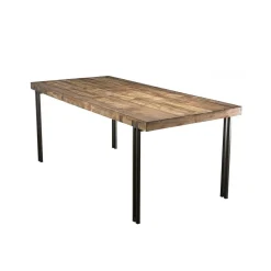 Table À Manger SIXTINE 200X90Cm Bois Teck Recyclé Acacia Mahogany Pieds Métal