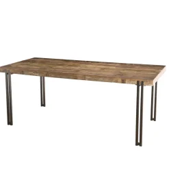 Table À Manger SIXTINE 200X90Cm Bois Teck Recyclé Acacia Mahogany Pieds Métal