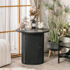 Table Appoint Bout de Canape Rangement en Bois noir