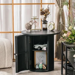 Table Appoint Bout de Canape Rangement en Bois noir