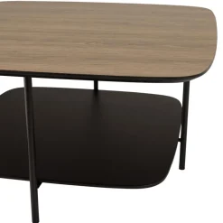 Table basse 2 plateaux bi-matière mocha noir pieds métal JULIA