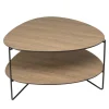 Table basse 2 plateaux forme ovoïde couleur mocha pieds métal JULIA