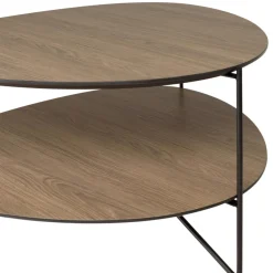 Table basse 2 plateaux forme ovoïde couleur mocha pieds métal JULIA
