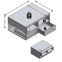 Table basse 2 tiroirs MONZA 2 blanc et naturel
