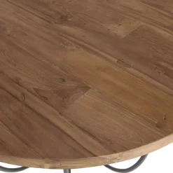 Table Basse ALIDA Coque Noire Bois Teck Recyclé Et Métal 80 X 80 Cm