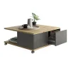 Table basse avec 2 tiroirs TWIN 1 gris et naturel