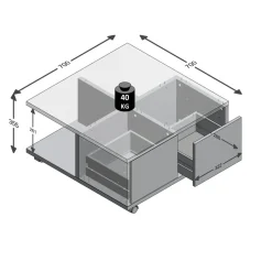 Table basse avec 2 tiroirs TWIN 1 gris et naturel