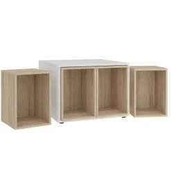Table basse avec caissons amovibles JOKER 2 blanc et naturel