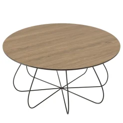 Table basse biseautée mocha pieds forme panier en métal JULIA