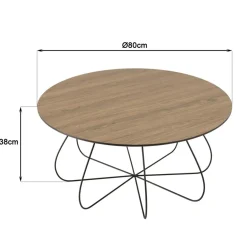 Table basse biseautée mocha pieds forme panier en métal JULIA