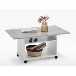 Table basse blanc et gris béton ELOA