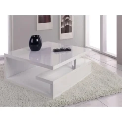 Table basse blanche design high gloss