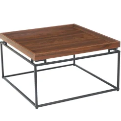 Table basse carrée avec plateau compartimenté réversible Duplix Bois Noisette